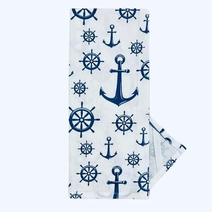 Summer Kitchen Dish Towel Set: Fun Nautical Anchor Captains Wheel Design, Set of 2 (Nautical) - color: Nautical