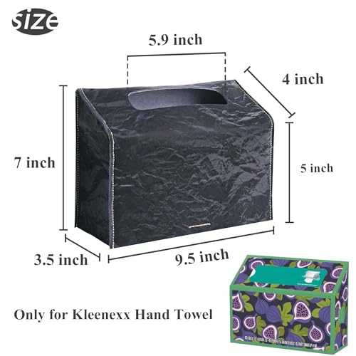 Hand Towels Box Cover,PU Leather Tissue Box Cover Holder Compatible with Kleenex Disposable Paper Hand Towels Suitable for Dining,Kitchen,Bathroom(1-Black) - color: 1-black