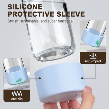 Glass Spray Bottles with Silicone Sleeves (2 Pack, 16 oz), Mist and Stream | Heavy-Duty Sprayer, Premium Glass, Leaks and Clogs Free, for Cleaning Solutions, Planting, Hair Spraying - Funnel Included