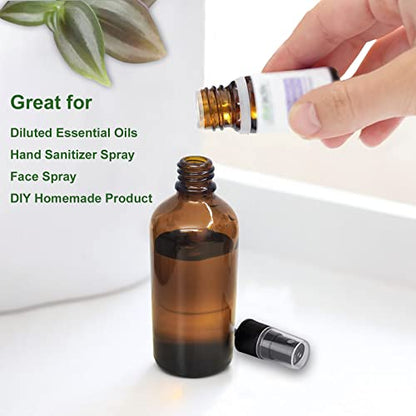Amber Glass Spray Bottles for Essential Oils, 4oz, 6 Pack | Small, Empty, Fine Mist - color: Amber-6PCS
