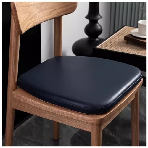 High-Grade Dining Chair Cushion, Leather Seat Cushion, 4cm Memory Foam U-Shaped Chair Pad Waterproof Non-Slip Chair Cushions with Straps(Color:Dark Blue,Size:43 * 42cm) - color: Dark Blue, size: 43*42cm