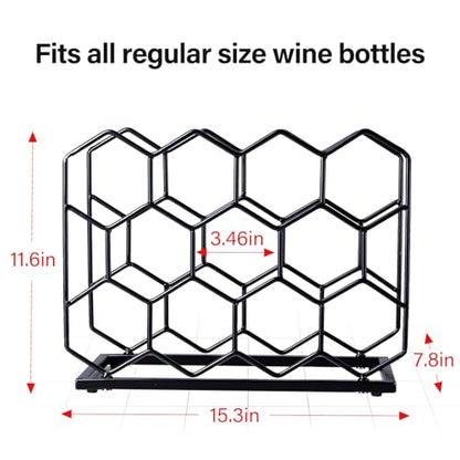 Countertop Wine Rack - 14 Bottle Freestanding Modern Gold Metal Small Wine Rack - Tabletop Wine Holder Stand for Cabinet, Pantry, Wine Bottle Storage - color: Black