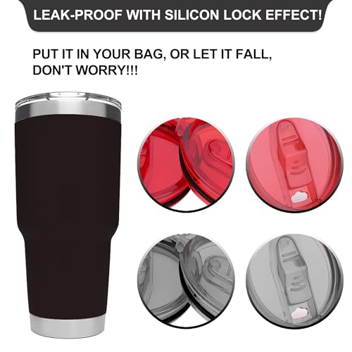 4 Replacement Lids for 30oz Stainless Steel Tumbler Lids - Only Replace The lid With A Top Diameter Of 3.91 inches (Bottom Diameter Of 3.74 inches) - color: 30OZ seal (2 Red + 2 Black)