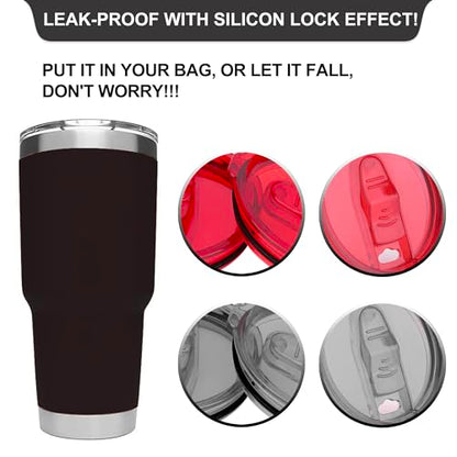 4 Replacement Lids for 30oz Stainless Steel Tumbler Lids - Only Replace The lid With A Top Diameter Of 3.91 inches (Bottom Diameter Of 3.74 inches) - color: 30OZ seal (2 Red + 2 Black)
