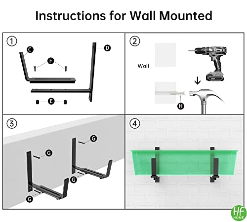 HFHOME 2PCS Adjustable Planter Box Brackets, Brackets for Window Boxes Planters Hanging Flower Box Holders, Wall Mount Holder for Windowsills, Garden, Fences, and Balcony - Black (Patent Registered) - size: Set of 2 - Black
