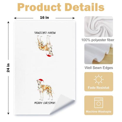 Christmas Whippet Kitchen Dish Towels 2 Pack - Whippet Dog Lover Gift, Waffle Weave Christmas Hand & Tea Towels for Kitchen Bathroom, 16x24 Inches - color: Whippet Christmas