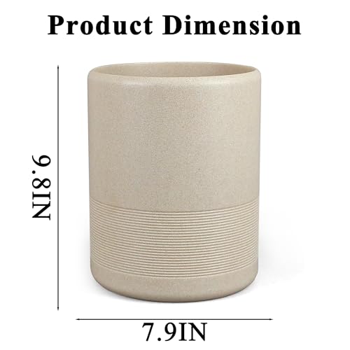 YMXYJM Resin Trash Can, Modern Round Wastebasket, 2 Gallon, Beige | Modern resin trash can with 2-gallon capacity, sturdy base, and open-top design for bathroom, kitchen, office, and home - color: Beige