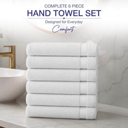 Soft Classic Towel Set - Ultra-Absorbent, Quick-Drying & Durable 6-Piece Towels - Ringspun Cotton Loops for Plush Comfort - Lightweight & Long-Lasting Bathroom Essentials - (White, Hand Towel) - style: Hand Towel