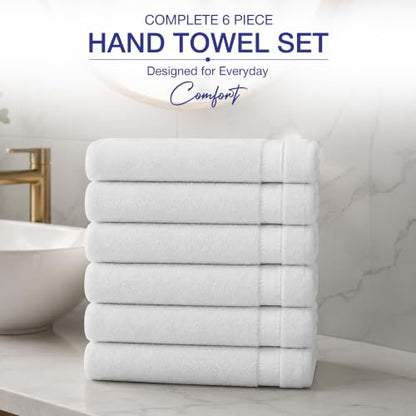 Soft Classic Towel Set - Ultra-Absorbent, Quick-Drying & Durable 6-Piece Towels - Ringspun Cotton Loops for Plush Comfort - Lightweight & Long-Lasting Bathroom Essentials - (White, Hand Towel) - style: Hand Towel
