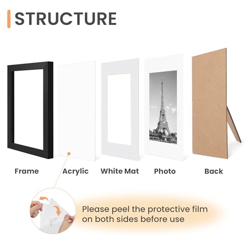 upsimples 8x10 Picture Frame Set of 10, Display Pictures 5x7 with Mat or 8x10 Without, Multi Photo Frames Collage for Wall or Tabletop Display, Black | Fit 5x7 and 8 x 10 Photos, Wall or Tabletop Display, For Gallery Hallway Living Room, For Christmas - c