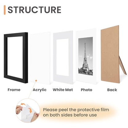 upsimples 8x10 Picture Frame Set of 10, Display Pictures 5x7 with Mat or 8x10 Without, Multi Photo Frames Collage for Wall or Tabletop Display, Black | Fit 5x7 and 8 x 10 Photos, Wall or Tabletop Display, For Gallery Hallway Living Room, For Christmas - c