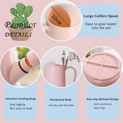 2L Thick Plastic Watering Can with Long Spout – Lightweight Garden Watering Can for Indoor & Outdoor Plants, Flowers, Balcony –Durable & Leakproof (Pink) - color: Pink