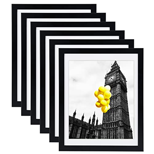 12x16 Picture Frames Set of 6 with Plexiglass, Display Pictures 11x14 with Mat or 12x16 Without Mat for Tabletop Display and Wall Mounting，Black - color: Black, size: 12x16