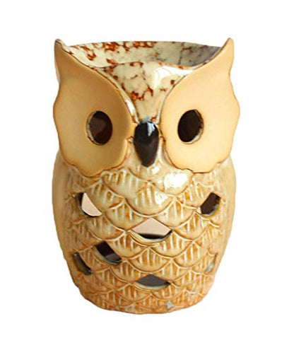4.7 Inch Ceramic Owl Oil Warmer Aromatherapy Burner/Tea Light Candle Holder Oil Burner/Essential Oil Warmer Candle Holder/Wax Warmer Ideal Gifts for Women, Mom or Birthdays