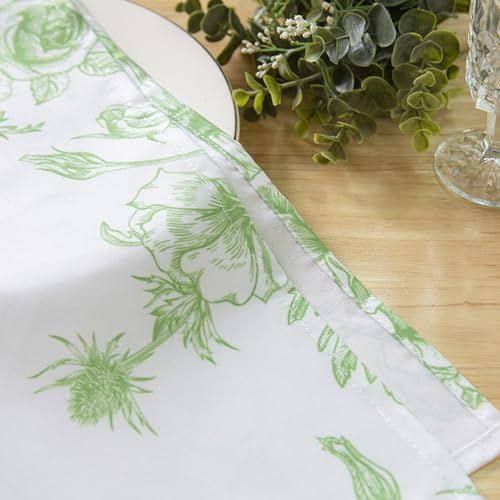 PLOYMONO Green Floral Cloth Napkins - 8 Pack 17" x 17" Polyester Napkins | Heavy Duty 180 GSM Cloth Napkins with Hemmed Edges - Great for Restaurants, Weddings, Parties, Banquets Dinner - color: Green Floral