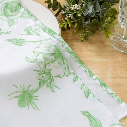 PLOYMONO Green Floral Cloth Napkins - 8 Pack 17" x 17" Polyester Napkins | Heavy Duty 180 GSM Cloth Napkins with Hemmed Edges - Great for Restaurants, Weddings, Parties, Banquets Dinner - color: Green Floral