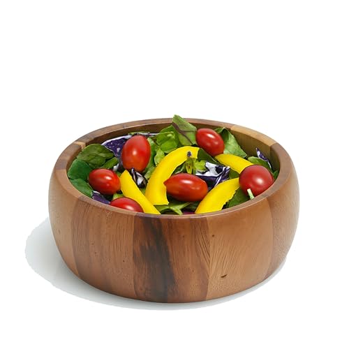 Woodard & Charles Acacia Wood Individual Salad & Snack Bowl, 6.5" x 2.5" | Acacia Wood Serving Bowl for Salad, Snacks, Nuts, Candy, Chips, Popcorn and More; Great for Parties and Everyday Use - size: Single 6 1/2" x 2 1/2" Salad Bowl