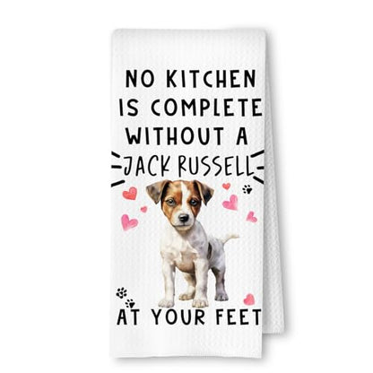 Jack Russell Funny Dog Kitchen Towels - A Kitchen is Not Complete Without A Jack Russell Waffle Weave Hand Towels for Bathroom for Home,Dog Lovers Gift,16×24 Inch - color: Jack Russell at Your Feet