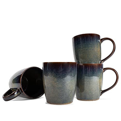 Elanze Designs Reactive Glaze 17 ounce Ceramic Curved Body Mugs Set of 4, Cascade Brown - color: Cascade Brown