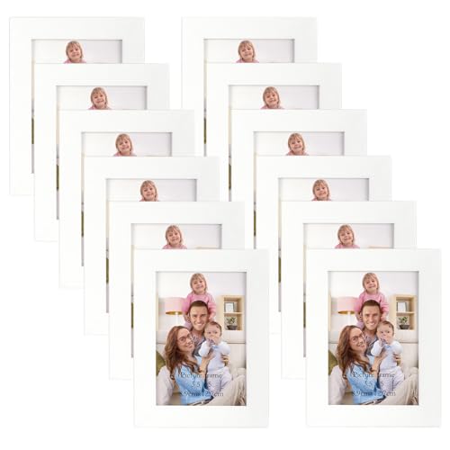 Giftgarden 12 Pack 3.5x5 Picture Frame White, 3.5 by 5 Photo Frames Bulk for Desktop Display or Wall Mount - color: White, size: 3.5x5