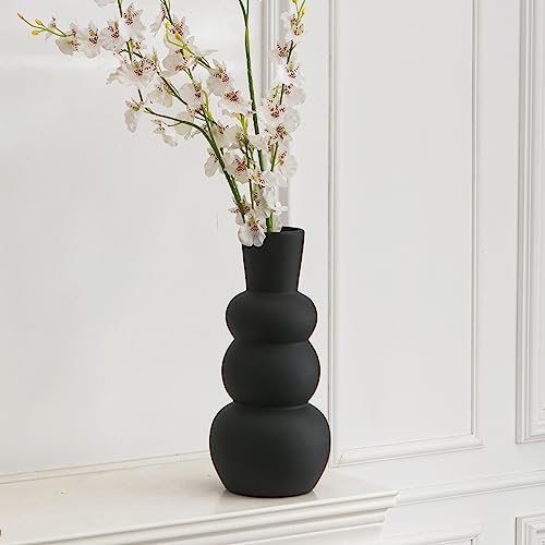 Black Ceramic Vase, Modern Matte Clay - color: F-black Tall Vase