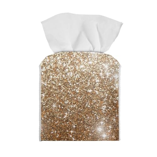 Gold Square Tissue Box Holder with Bottom Belt Foldable Napkin Facial Tissue Holder Dispenser Home Car Office Paper Organizer - color: Gold