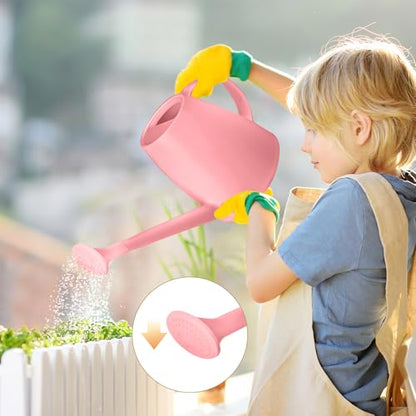 Plastic Watering Can - for Indoor and Outdoor House Plant Garden - with Long Spout - 1/2 Gallon - Pink - color: Pink