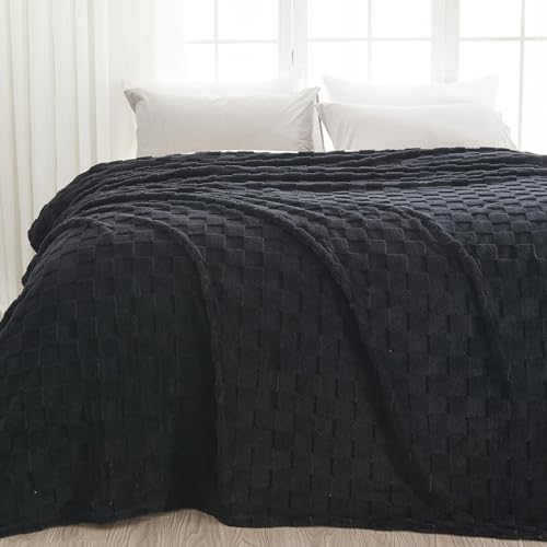 NEWCOSPLAY 3D Checkered Flannel King Blanket, Black Checkered, 90"x110" | Super Soft Cute Lightweight Decorative Premium Silky Fleece Blanket for Couch Sofa Bed, Gift for Women Men, All Season Use - color: Black Checkered, size: King(90"x110")