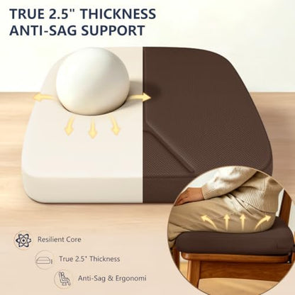 Chair Cushions for Dining Chairs Set of 4, 17" x 16" x 2.5" Thick D-Shaped Seat Cushions with Removable Washable Cover and Ties, Non-Slip Chair Pads for Kitchen, Indoor Dining Room (Brown & Grey) - color: Brown & Grey