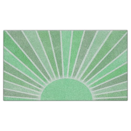 Nogrit Boho Door Mat, Retro Boho Sage Green Sun Sunshine Doormat Bathmat for Indoor Outdoor Entrance, Mid Century Modern Abstract Welcome Mats for Front Door Outside Porch Entryway, 17x30 Inches - color: Non Slip Pvc - Sage Green