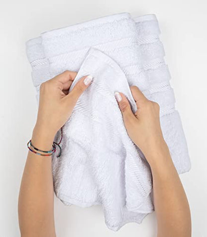 American Soft Linen 100% Cotton Luxury Turkish Towels, 6 Piece Towel Set | Soft Absorbent Quick Dry OEKO Tex Standard 100 Certificated Durable Machine Washable Premium Hotel Quality - color: Bright White, size: (27"x54") + (16"x28") + (13"x13")