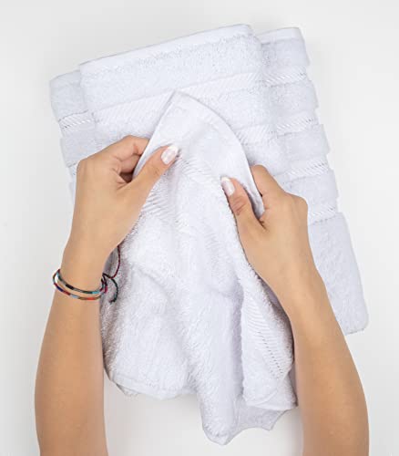 American Soft Linen 100% Cotton Luxury Turkish Towels, 4 PC Bath Towel Set | Soft Absorbent Quick Dry OEKO Tex Standard 100 Certificated Durable Machine Washable Premium Hotel Quality - color: Bright White, size: 27"x54"