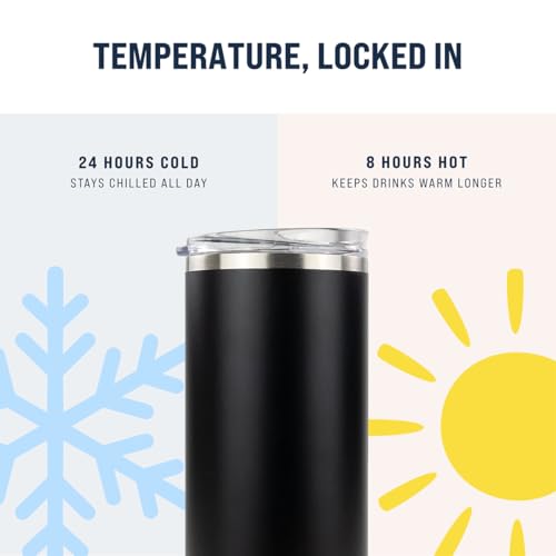 Hogg 20 oz Skinny - Black, Powder Coated Tumblers for Laser Engraving, Engravable Tumblers Bulk, Stainless Steel Cups Bulk, Insulated Cups with Lids - color: Black