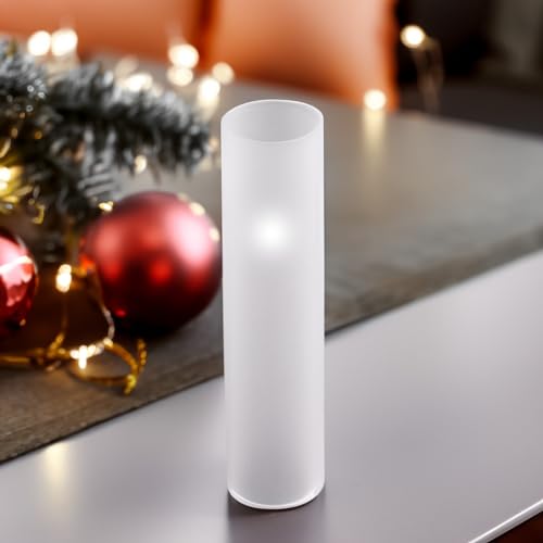 WGVI Hurricane Candle Holder Sleeve, W: 2.5", Ht: 14", Frosted Glass Cylinder Open Both Ends, Chimney Tube Shade, 2 Pieces - color: Frosted, size: 2.5x14"H