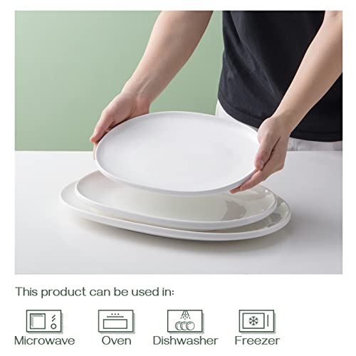 DOWAN Large Serving Platter, 16"/14"/12" Porcelain Platters for Entertaining Wedding Party, White Oval Plates Set of 3, Serving Dishes for Serving Food, Housewarming Gifts - color: Ellipse