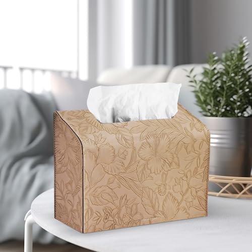 Leather Cover for Disposable Paper Hand Towel Box, Compatible with Kleenex Paper Hand Towel(1-Carved Beige) - color: 1-carved Beige