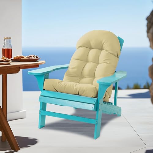 Adirondack Chair Cushion, Rocking Chair Cushion 44x19.4x4 inch, High Back Patio Cushions of Upper and Lower with Ties, Sunscreen and Fade-Resistant (Semolina, 2) - color: Semolina