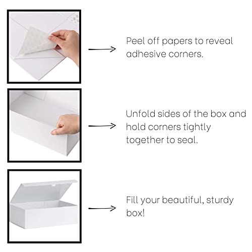 Purple Q Crafts White Hard Gift Box With Magnetic Closure Lid 14" x 9" x 4" Rectangle Favor Boxes With White Glossy Finish (1 Box) - size: 1 Count (Pack of 1)