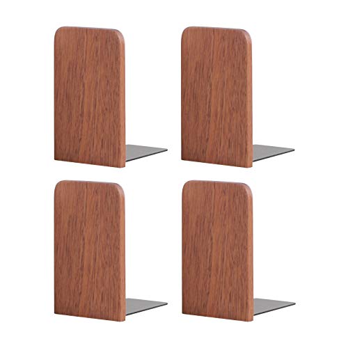 muso wood Sapele Book Ends for Shelves, 1 Pair | Non-Slip Bookends, Heavy Duty Wooden Bookend, Suitable for Books & Movies Storage - color: Sapele-2 Pairs