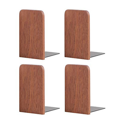 muso wood Sapele Book Ends for Shelves, 1 Pair | Non-Slip Bookends, Heavy Duty Wooden Bookend, Suitable for Books & Movies Storage - color: Sapele-2 Pairs