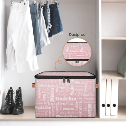 Custom Storage Basket with Name, Personalized Keepsake Box,Pink | Foldable Fabric Gradient Large Memory Bin with Handle Lid Lightweight Waterproof Dustproof, 14"L x 10.2"W x 10.4"H - color: Option 20