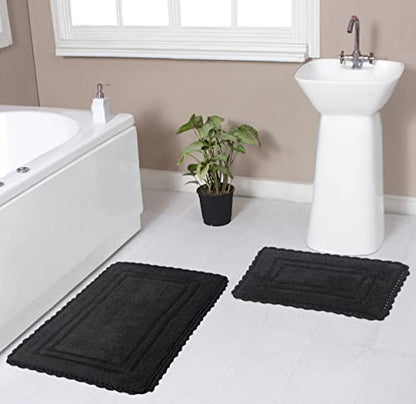 Home Weavers Casual Elegance Reversible Bathmat 100% Cotton Bathroom Rugs Set, Washable Rug, Extra Soft and Absorbent Bath Rug, Kitchen Mat, Bath Mat Set, Non Slip Mat, 2 Piece Set(S+M), Gray - color: Grey, size: 1'9" x 2'10" (Rectangular)