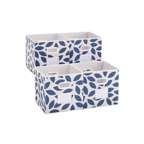 MAX Houser Set of 6 Foldable Fabric Storage Bins with Dual Plastic Handles, Closet Bedroom Drawer Organizer, Blue - color: 26 azure