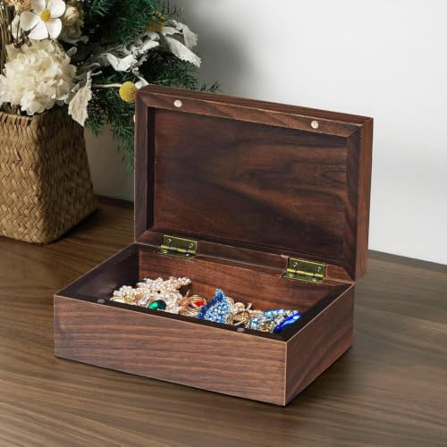 EXISTING Classic Wooden Walnut Wooden Keepsake Box with Hinged Lid | Small Size: 6.73 x 4.37 x 2.64 Inch, Secure Magnetic Closure, Perfect for Jewelry & Valuables, Gift Giving
