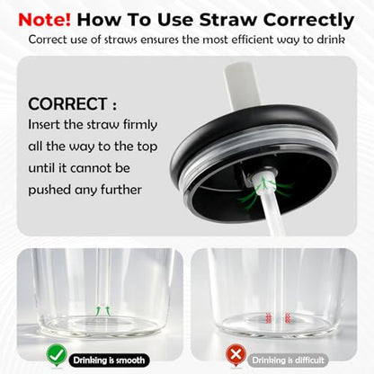 40oz Glass Tumbler with Flip Straw Lid, Handle, Silicone Sleeve, Black | Leakproof Lid, Fits Car Cup Holder Glass for Iced Coffee, Water, Cold Drinks, Travel, Outdoor, Partys&Home - color: Black