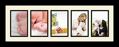 ArtToFrames Collage Photo Frame Single Mat with 5-4x6 Openings and Satin Black Frame. - color: 5 - 4x6 - (2385)