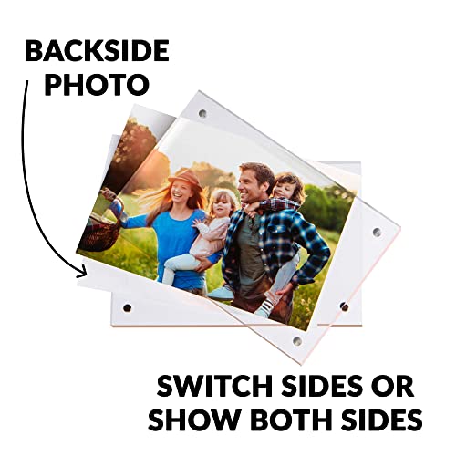SimbaLux Magnetic Acrylic Picture Photo Frame 5x7 inches Clear Edge, 3 Pack | Clear Glass Like, Double Sided Frameless Desktop Floating Display, Free Standing, Easy to Change - size: 5" x 7" 3-Pack