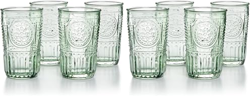 Bormioli Rocco Romantic Set Of 4 Cooler Glasses, 16 Oz. Colored Crystal Glass, Pastel Green, Made In Italy. (Pack of 2) - color: Pastel Green, size: 4 Count (Pack of 2)