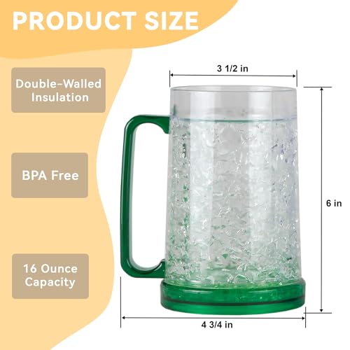 Lily's Home Freezer Beer Mugs - Set of 4 Freezable Gel-Filled 16 oz BPA-Free Acrylic Frozen Mugs for Outdoor Entertaining and Gifting - style: Clear(16oz)