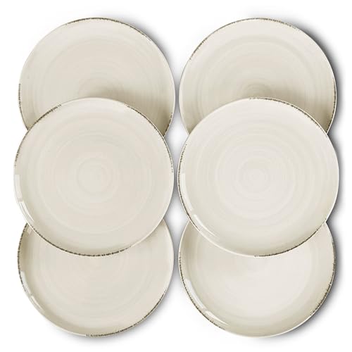 Mora Ceramic Helix Swirl Dinner Plates Set of 6, 10in Modern Spiral Porcelain Dish Dinnerware for Kitchen, Serving & Restaurants - Dishwasher, Microwave, Freezer, Oven Safe Dishware - Snowy White - color: Snowy White, size: 10 In